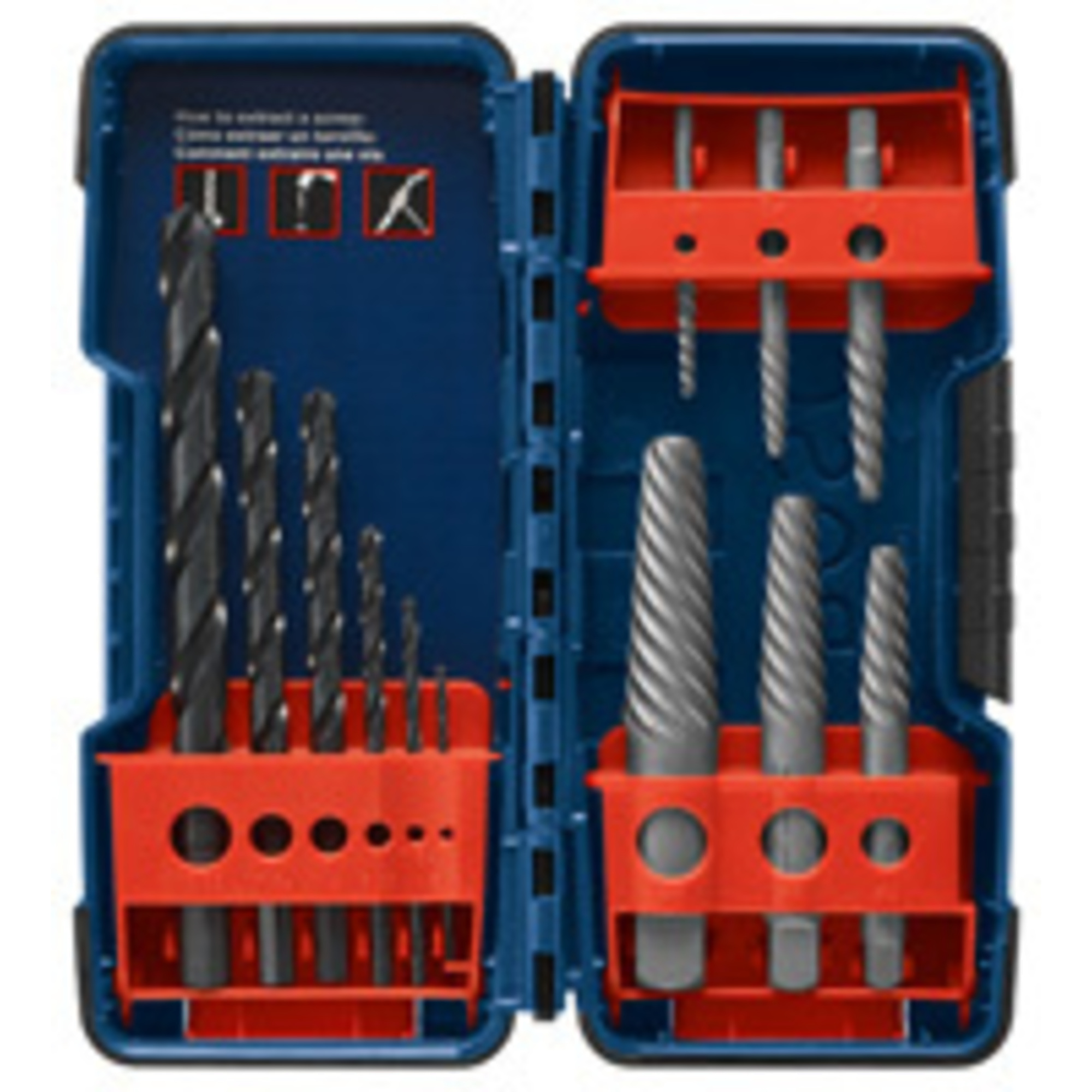 Bosch High-Carbon Steel Spiral Flute Screw Extractor Set — 12 Pcs, Heat-Treated, Rust-Resistant, Model# BSPE6D